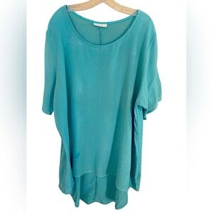 Bryn Walker dress/top size Medium aqua blue SS Lagenlook Summer